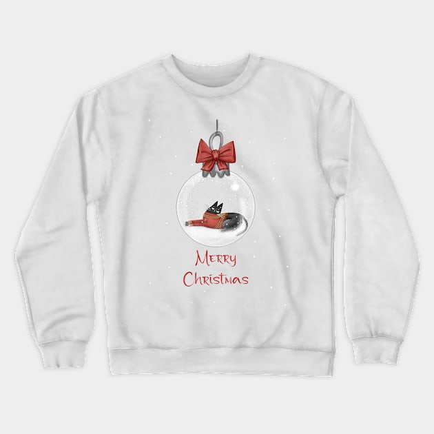 Merry Christmas - Black cats with Santa hat. Crewneck Sweatshirt by Olena Tyshchenko